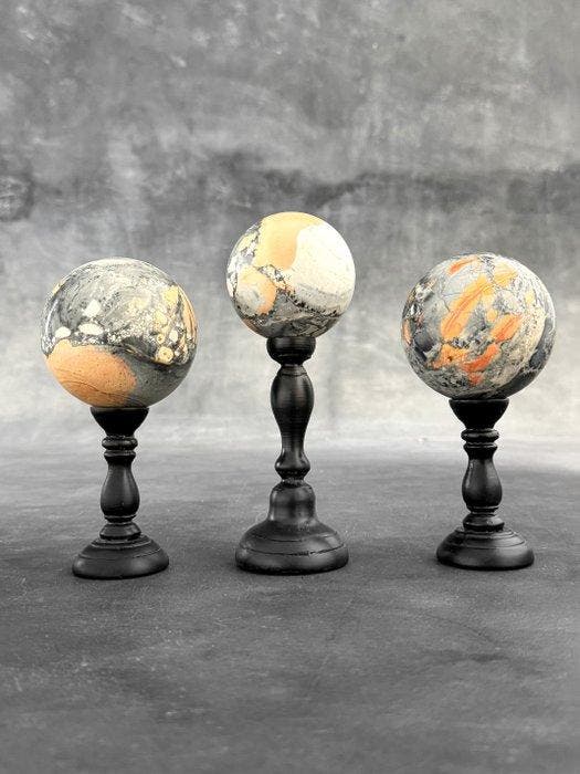 GEEN MINIMUMPRIJS - Prachtige set van 3 rode Maligano Jasper, Antiek en Kunst, Kunst | Designobjecten