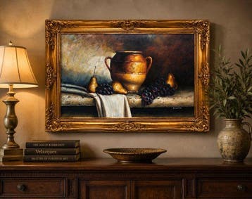 K. White (XX) - Elegant Still Life with Grapes, Pears and