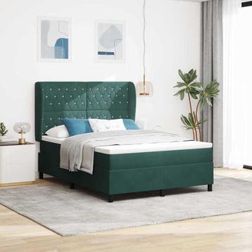 vidaXL Boxspring bed met hoofdeinde Donkergroen 200 x 140 cm, Verzenden, Nieuw