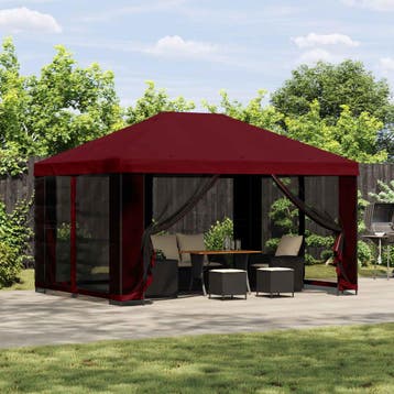vidaXL Tuin gazebo met zijwanden 4 × 3 m Bordeauxrood, Verzenden