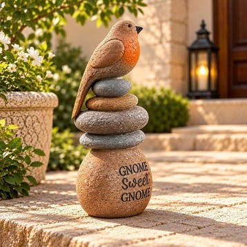 Decoratief ornament - Garden Bird Statue Stacked Stones -