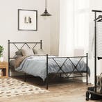 vidaXL Bedframe met hoofd- en voeteneinde metaal zwart, Verzenden