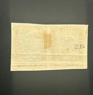 Anciens états italiens - Sardaigne - 10 centimes avec pliage