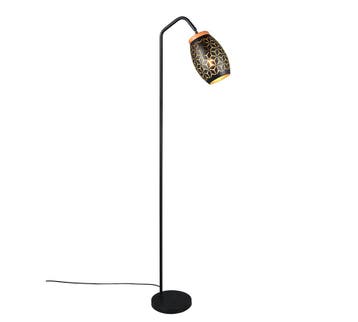 Trio BIDAR vloerlamp | E27 Fitting | zwart met goud | Ø 22 c, Verzenden, Nieuw