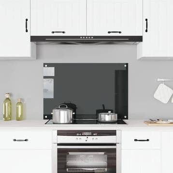 vidaXL Spatscherm keuken 90x60 cm gehard glas zwart, Verzenden