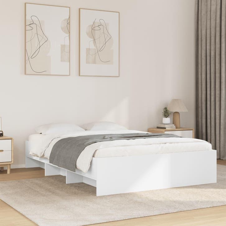 vidaXL Bedframe bewerkt hout wit 120x190 cm, Maison & Meubles, Chambre à coucher | Lits, Envoi