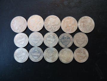 Oostenrijk. Set of 15 coins: 5 & 10 Schilling 1957/1968, Postzegels en Munten