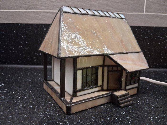 Lamp - Glas-in-lood, Tin, Antiek en Kunst, Kunst | Designobjecten