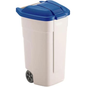 Rolcontainer | Kunststof | Beige/Blauw | 100L | Klapdeksel, Verzenden, Nieuw in verpakking