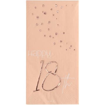 Servetten 18 Jaar Rose Goud 33cm 10st, Verzenden