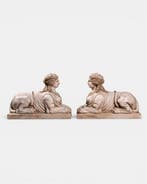 Sculpture, Coppia di Sfingi in marmo bianco - 43 cm - Marbre