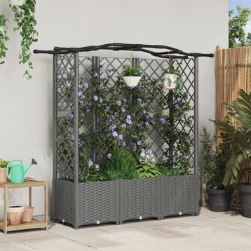 vidaXL Verhoogd Bed met Trellis en Dak Lichtgrijs 163 x 40 x, Verzenden