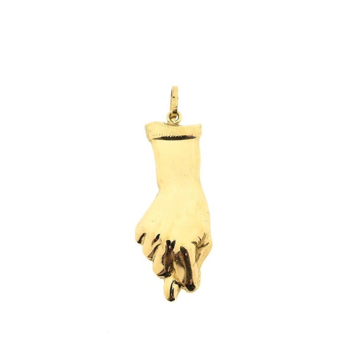 Gouden hanger; Figa vuist (Hanger of bedel), Bijoux, Sacs & Beauté, Bracelets à breloques, Enlèvement ou Envoi