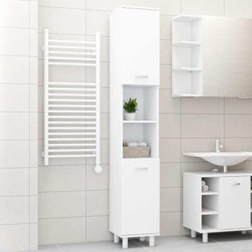 vidaXL Badkamerkast 30x30x179 cm spaanplaat wit, Verzenden