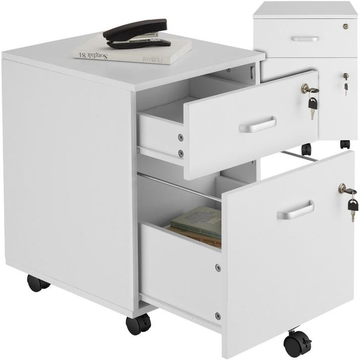 Rolcontainer Vagur, 2 afsluitbare lades - wit, Maison & Meubles, Armoires | Armoires à porte coulissante & Armoires à archives