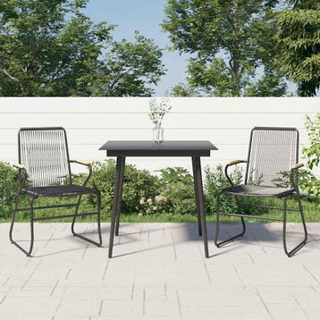 vidaXL 3-delige Tuinset PVC-rattan zwart, Verzenden, Nieuw, Tuinset