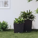 vidaXL Plantenbak met uitneembare bak rattan-look 21/32 L PP, Tuin en Terras, Verzenden, Nieuw