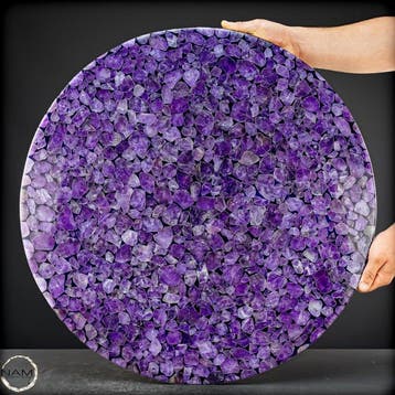 Plateau de table en améthyste – plaque massive de pierre