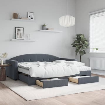 vidaXL Slaapbank onderschuifbed en lades 90x190 cm fluweel, Verzenden