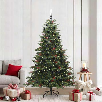 vidaXL Kunstkerstboom Groen 210 cm PVC en Metaal en Plastic, Verzenden, Nieuw