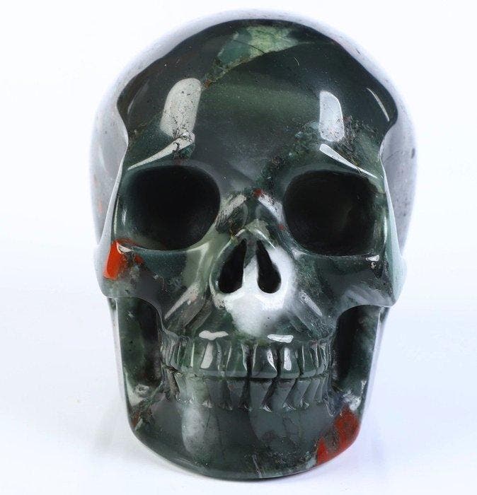 483 g 8.90 x 6.50 cm Drakenbloed Jaspis Schedelsteen van de, Verzamelen, Mineralen en Fossielen