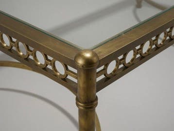 Salontafel - 1950s attrib. Maison Jansen bronzen en glazen, Nieuw