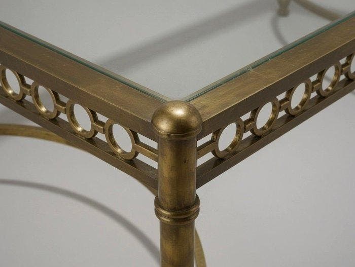 Salontafel - 1950s attrib. Maison Jansen bronzen en glazen, Maison & Meubles, Maison & Meubles | Autre