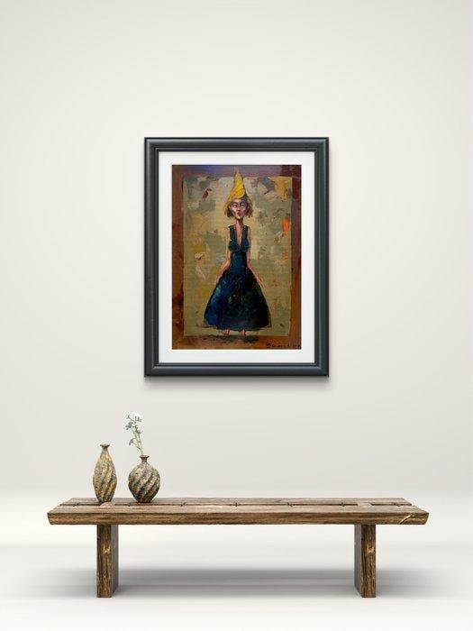 Andrzej Gudaski - Lady in Blue, Antiek en Kunst, Kunst | Schilderijen | Modern