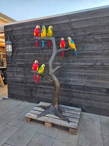 Beeld, XXL Bronze Parrot Tree - 202.5 cm - Brons - 2026