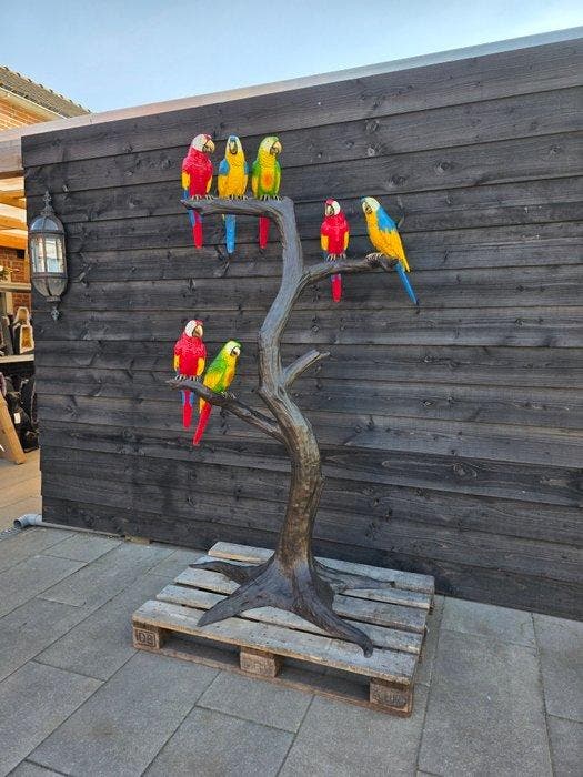Beeld, XXL Bronze Parrot Tree - 202.5 cm - Brons - 2026, Antiquités & Art, Curiosités & Brocante