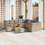 vidaXL Tuinbank Set met kussen 13 pcs Beige en Lichtgrijs, Verzenden, Nieuw