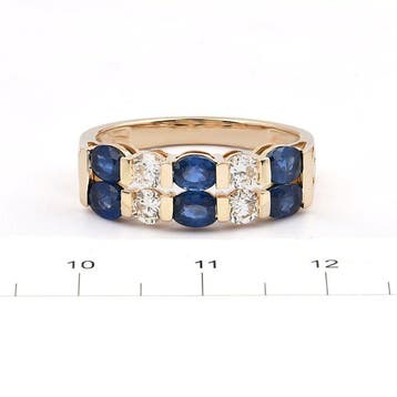 Ring - 14 karaat Geel goud - 1.75ct. tw. Saffier - Diamant