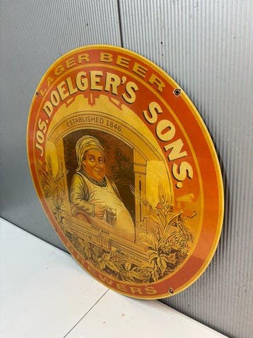 XXL Emaille reclamebord – Jos. Doelger’s Sons Lager Beer –