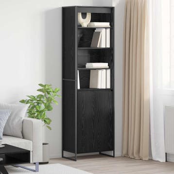 vidaXL Hoge Kasten Zwart Eiken 60 x 36 x 200 cm Bewerkt hout, Maison & Meubles, Armoires | Dressoirs, Verzenden