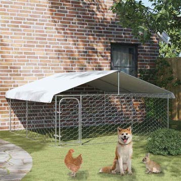 vidaXL Hondenkennel met dak 300x300x150 cm, Verzenden