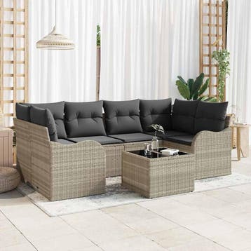 vidaXL Tuinbank Set Lichtgrijs 55 x 55 x 37 cm poly rattan, Verzenden