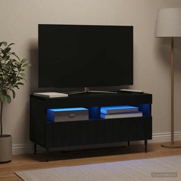 vidaXL LED tv-meubel ZWOLLE 81 x 35 x 43 cm Zwart Bewerkt, Verzenden