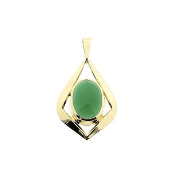 8 karaat hanger met groene agaat (Hanger of bedel), Ophalen of Verzenden, Gebruikt, Goud, Overige merken