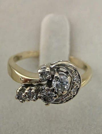 Bague - 14 carats Or jaune Diamant (Naturelle) - Diamant