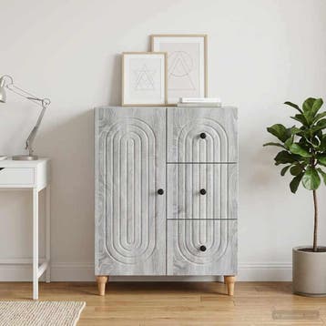vidaXL Dressoir met lade Grijs sonoma 66 x 34,5 x 90 cm, Verzenden