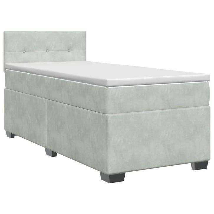 vidaXL Boxspringbed met matras Lichtgrijs 90 x 200 cm, Huis en Inrichting, Slaapkamer | Bedden, Nieuw, Verzenden