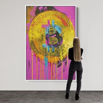 Dine Chanima (XX-XXI) - Giant Popart Bitcoin in néon colors