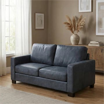 Leren bank Energy - 2,5 zits - Kenia Denim (blauw) - Poten, Ophalen of Verzenden