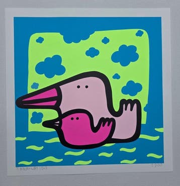 Kev Munday - Swimming Lesson - Limited Edition Neon Print