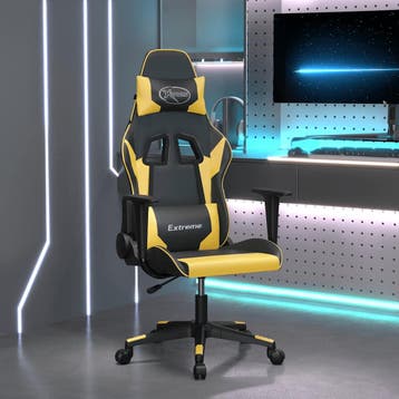 vidaXL Gamestoel kunstleer zwart en goud, Huis en Inrichting, Stoelen, Verzenden, Nieuw
