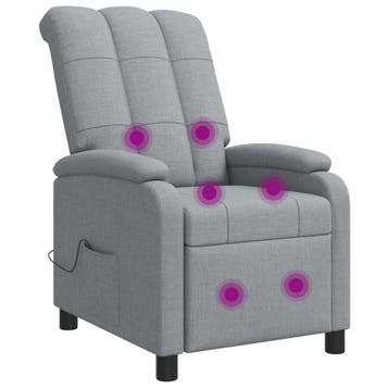 vidaXL Massage Relaxstoel Lichtgrijs Stof, Verzenden