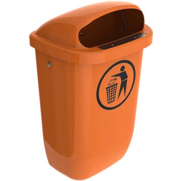 Wandafvalbak | DIN-PK | Kunststof/RVS | Oranje | 50L | Open, Verzenden, Nieuw in verpakking