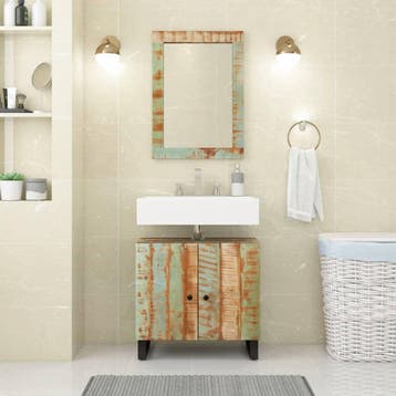 vidaXL Spiegel 70x50 cm massief gerecycled hout en glas, Verzenden, Nieuw