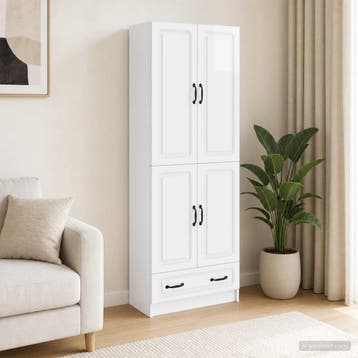 vidaXL Kast Set 2 st Hoogglans Wit Bewerkt hout, Huis en Inrichting, Verzenden, Nieuw