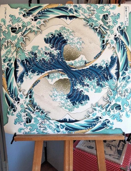 Tony Polonio - Tsunami en Mandala - Tributo Yin Yang a, Antiek en Kunst, Kunst | Tekeningen en Fotografie